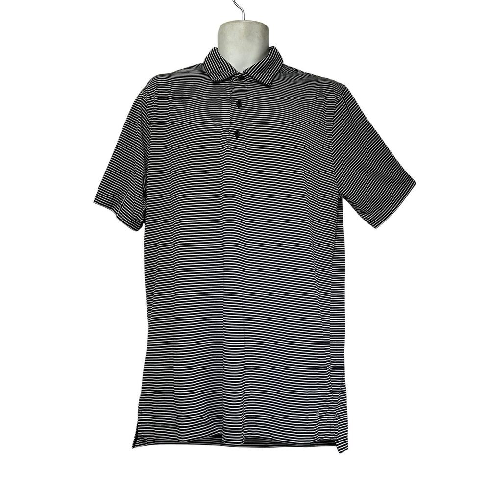American Tall Performance Black Striped Polo Shirt Mens LT Moisture Wicking